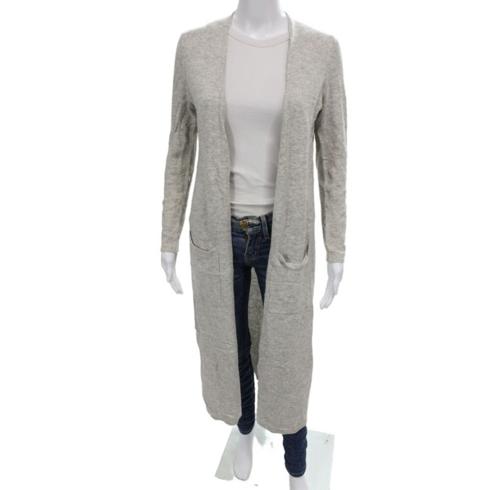 Acrobat Women Cardigan Gray Wool Round Neck Long Sleeve Size S